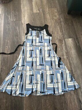 MT Collection Blue White & Black Long Dress - 38 Bust Only NWT Gorgeous